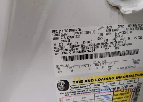 2021 Ford Expedition Xlt Max z USA, uszkodzony, nr VIN 1FMJK1HT5MEA76224